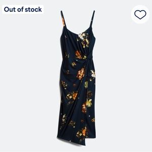 Nine Britton Vivienne knot midi faux wrap- Navy Floral Asymmetrical Dress